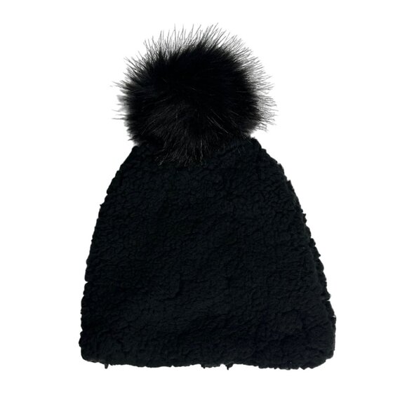 Hollister Hat Womens Black New WOT Ball Top Fleece Fuzzy - Picture 1 of 10